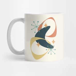 Retro Mid Century Atomic Space Age Abstract 20 Charcoal, Yellow, Orange Mug